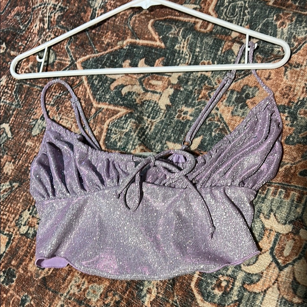 UO Sparkly Purple Crop Top